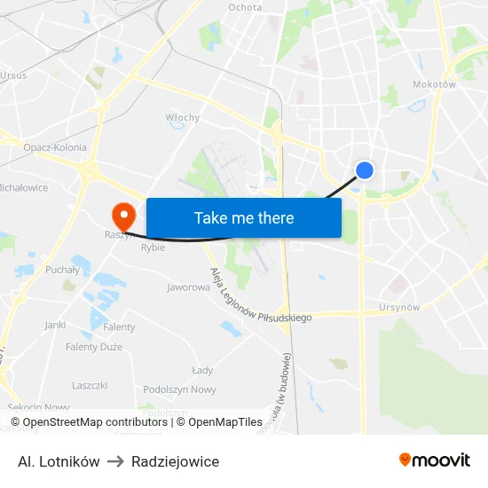 Al. Lotników to Radziejowice map