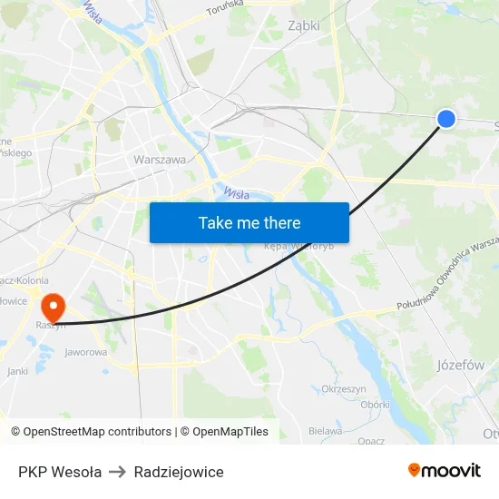 PKP Wesoła to Radziejowice map
