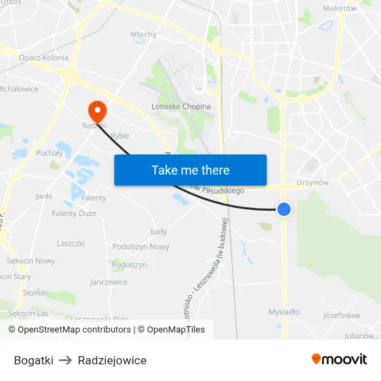 Bogatki to Radziejowice map