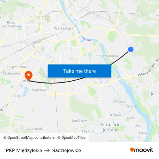 PKP Międzylesie to Radziejowice map