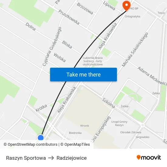 Raszyn Sportowa to Radziejowice map