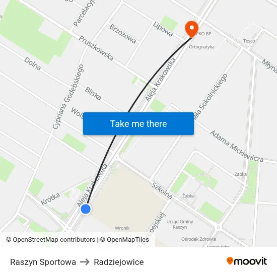 Raszyn Sportowa to Radziejowice map