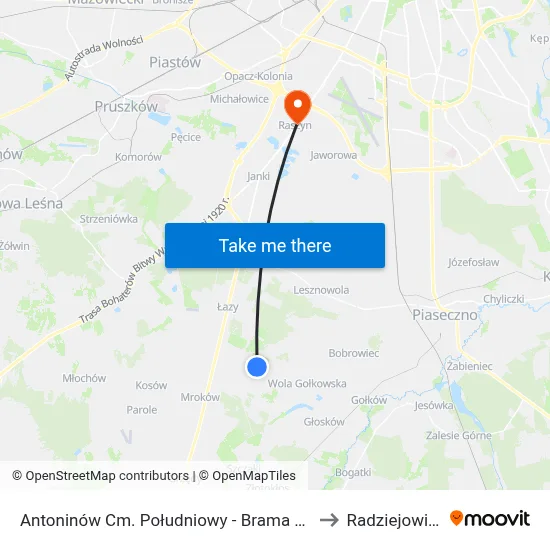 Antoninów Cm. Południowy - Brama Płd. to Radziejowice map