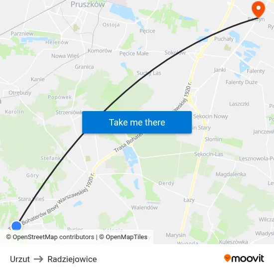 Urzut to Radziejowice map