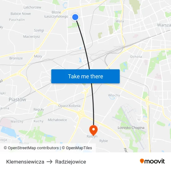 Klemensiewicza to Radziejowice map