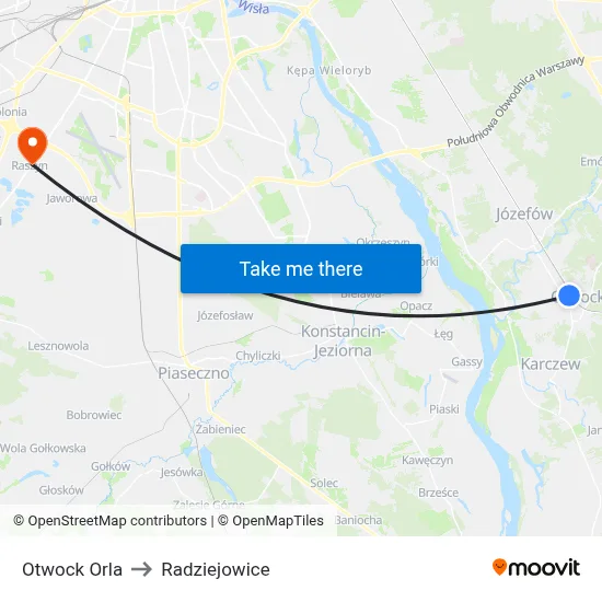 Otwock Orla to Radziejowice map