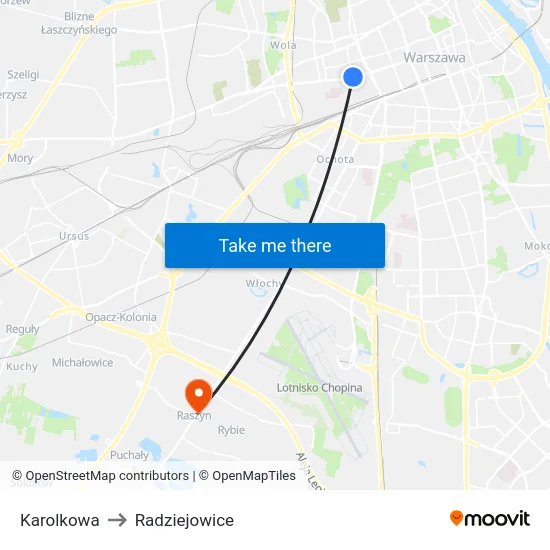Karolkowa to Radziejowice map