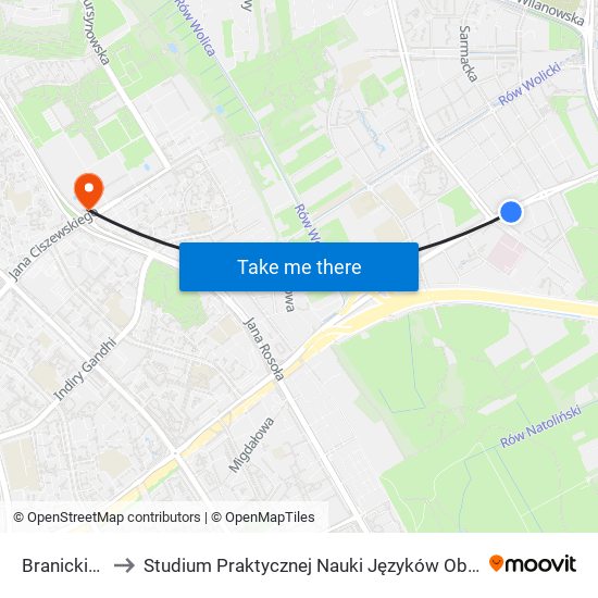 Branickiego 03 to Studium Praktycznej Nauki Języków Obcych (SPNJO) SGGW map