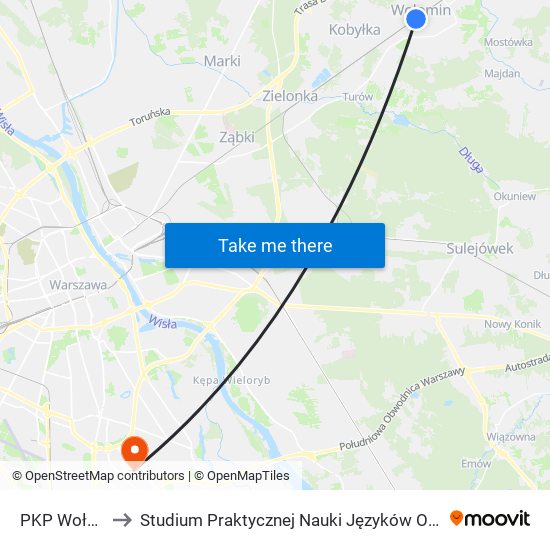 PKP Wołomin to Studium Praktycznej Nauki Języków Obcych (SPNJO) SGGW map