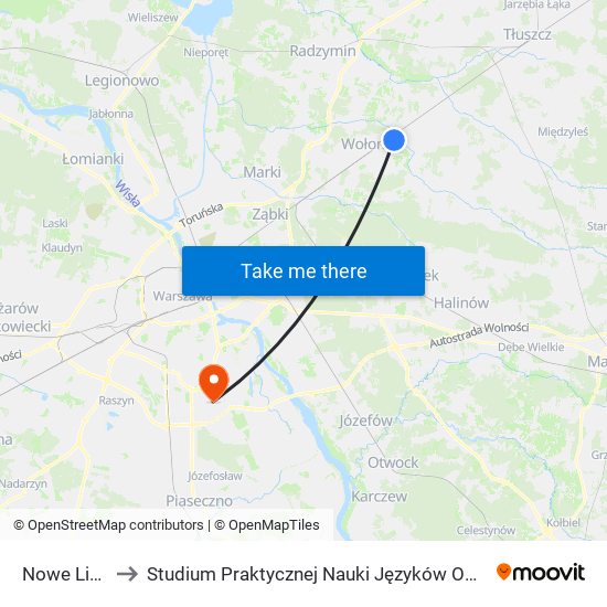 Nowe Lipiny 02 to Studium Praktycznej Nauki Języków Obcych (SPNJO) SGGW map