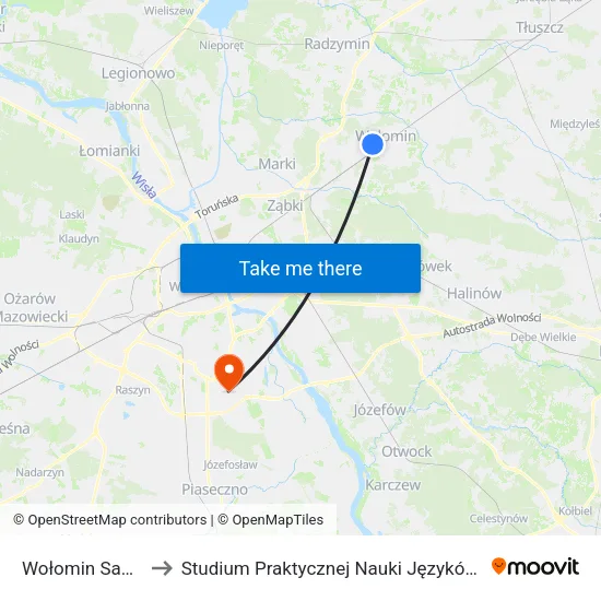 Wołomin Sasina-Liceum to Studium Praktycznej Nauki Języków Obcych (SPNJO) SGGW map