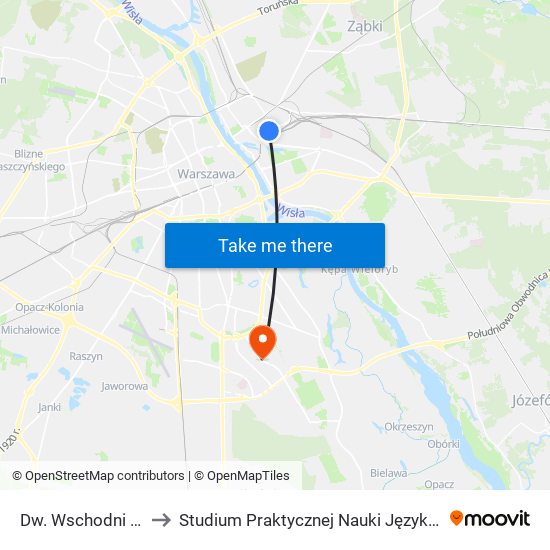 Dw. Wschodni (Kijowska) to Studium Praktycznej Nauki Języków Obcych (SPNJO) SGGW map