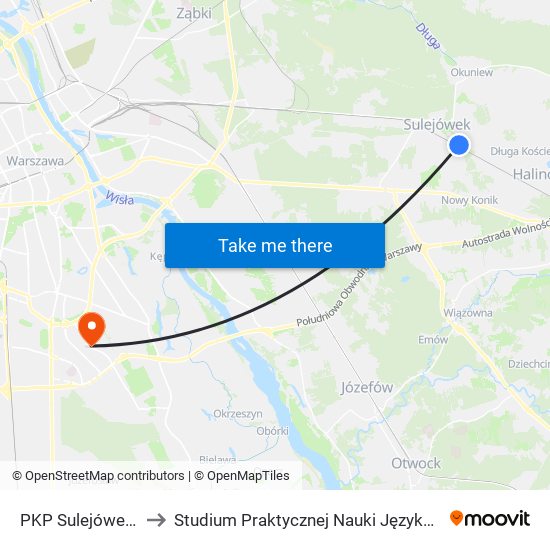 PKP Sulejówek Miłosna 01 to Studium Praktycznej Nauki Języków Obcych (SPNJO) SGGW map