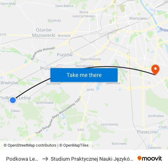 Podkowa Leśna Główna to Studium Praktycznej Nauki Języków Obcych (SPNJO) SGGW map