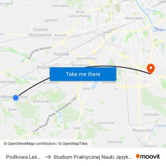 Podkowa Leśna Wschodnia to Studium Praktycznej Nauki Języków Obcych (SPNJO) SGGW map