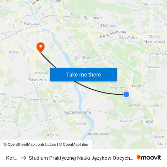 Kołbiel to Studium Praktycznej Nauki Języków Obcych (SPNJO) SGGW map