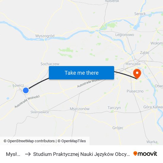 Mysłaków to Studium Praktycznej Nauki Języków Obcych (SPNJO) SGGW map