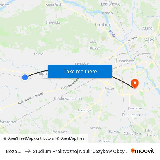 Boża Wola to Studium Praktycznej Nauki Języków Obcych (SPNJO) SGGW map