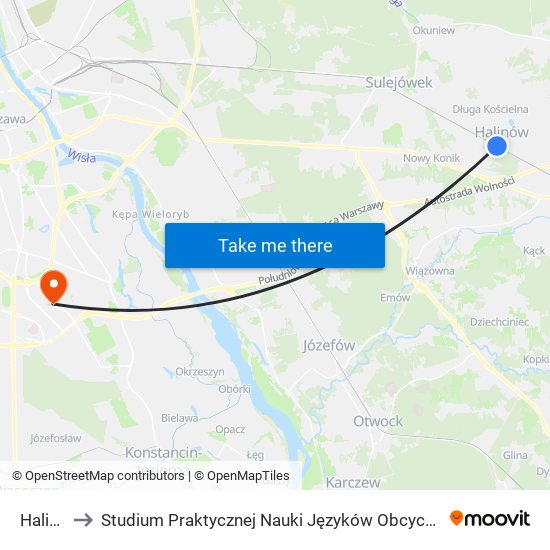 Halinów to Studium Praktycznej Nauki Języków Obcych (SPNJO) SGGW map