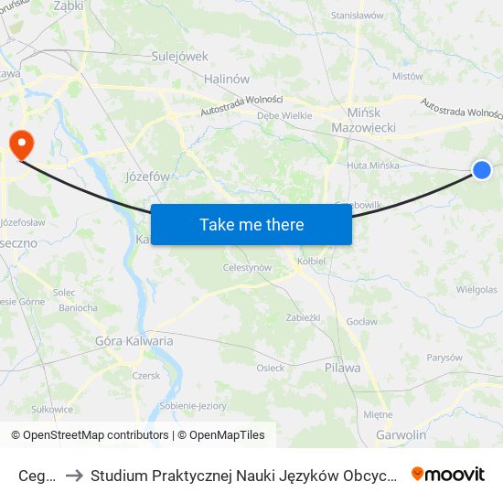 Cegłów to Studium Praktycznej Nauki Języków Obcych (SPNJO) SGGW map