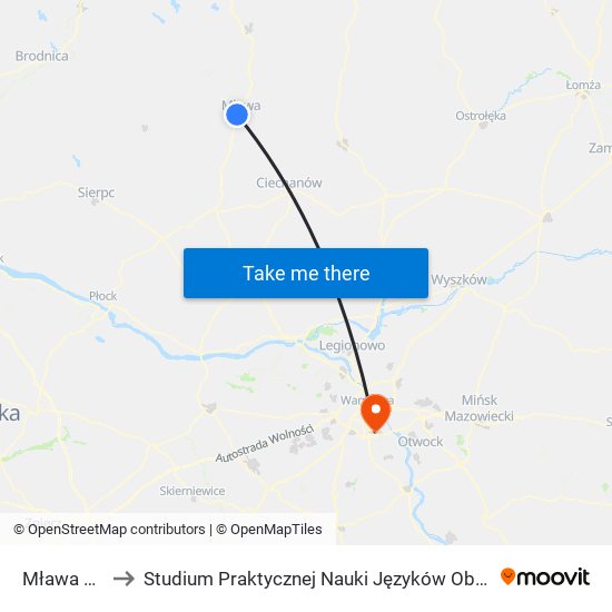 Mława Miasto to Studium Praktycznej Nauki Języków Obcych (SPNJO) SGGW map