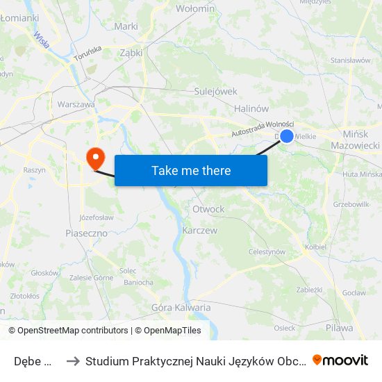 Dębe Wielkie to Studium Praktycznej Nauki Języków Obcych (SPNJO) SGGW map