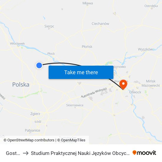 Gostynin to Studium Praktycznej Nauki Języków Obcych (SPNJO) SGGW map