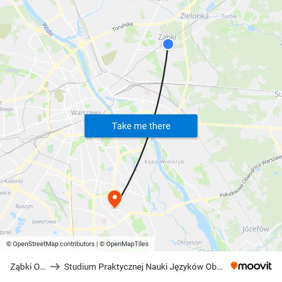 Ząbki Orla 01 to Studium Praktycznej Nauki Języków Obcych (SPNJO) SGGW map