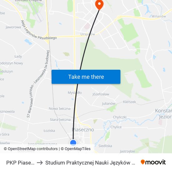 PKP Piaseczno 07 to Studium Praktycznej Nauki Języków Obcych (SPNJO) SGGW map