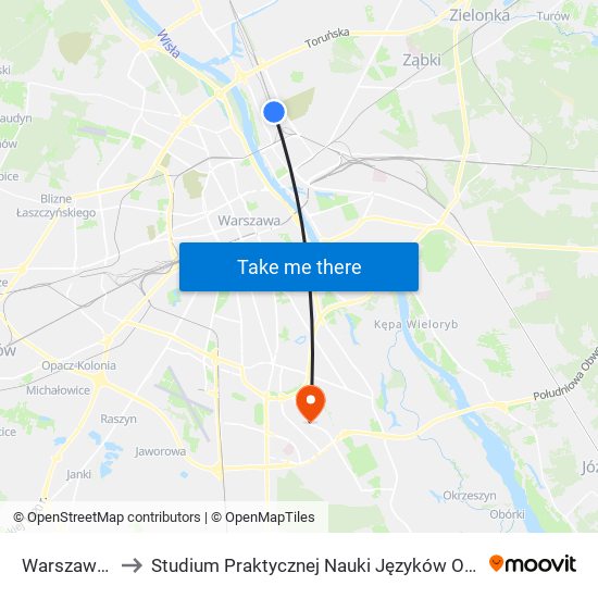 Warszawa Praga to Studium Praktycznej Nauki Języków Obcych (SPNJO) SGGW map