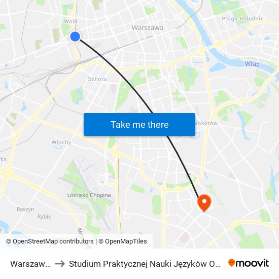 Warszawa Wola to Studium Praktycznej Nauki Języków Obcych (SPNJO) SGGW map