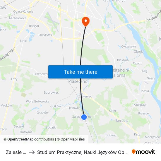 Zalesie Górne to Studium Praktycznej Nauki Języków Obcych (SPNJO) SGGW map