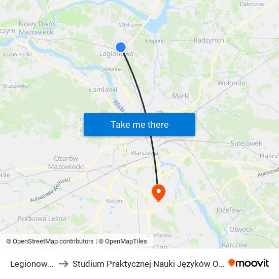 Legionowo Piaski to Studium Praktycznej Nauki Języków Obcych (SPNJO) SGGW map