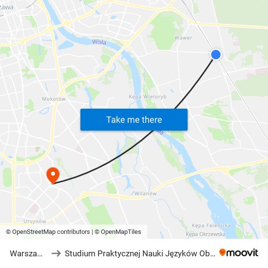 Warszawa Anin to Studium Praktycznej Nauki Języków Obcych (SPNJO) SGGW map