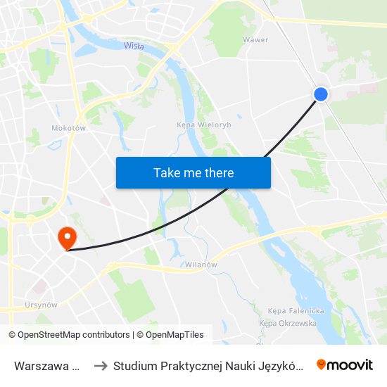 Warszawa Międzylesie to Studium Praktycznej Nauki Języków Obcych (SPNJO) SGGW map