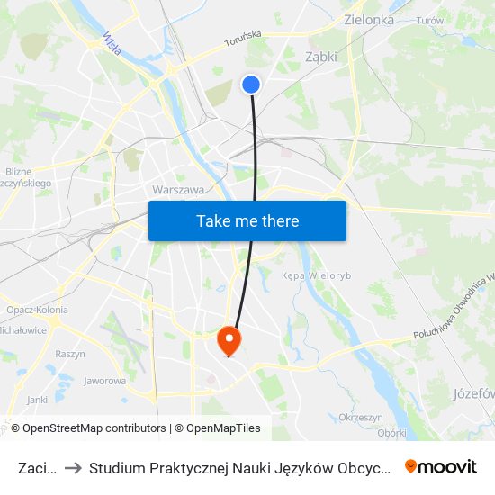 Zacisze to Studium Praktycznej Nauki Języków Obcych (SPNJO) SGGW map