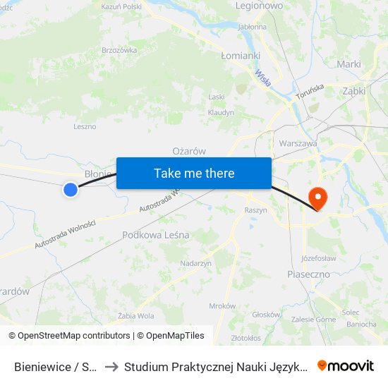 Bieniewice / Szkoła to Studium Praktycznej Nauki Języków Obcych (SPNJO) SGGW map