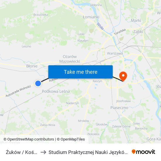 Żuków / Kościół 02 (Nż) to Studium Praktycznej Nauki Języków Obcych (SPNJO) SGGW map