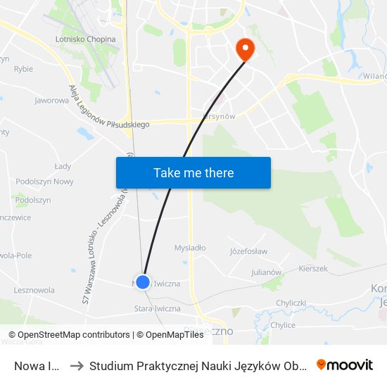 Nowa Iwiczna to Studium Praktycznej Nauki Języków Obcych (SPNJO) SGGW map