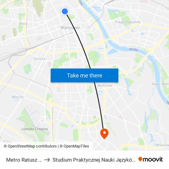 Metro Ratusz Arsenał to Studium Praktycznej Nauki Języków Obcych (SPNJO) SGGW map