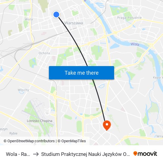 Wola - Ratusz 03 to Studium Praktycznej Nauki Języków Obcych (SPNJO) SGGW map