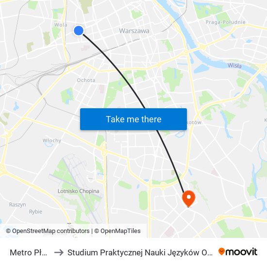 Metro Płocka 03 to Studium Praktycznej Nauki Języków Obcych (SPNJO) SGGW map