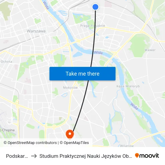 Podskarbińska to Studium Praktycznej Nauki Języków Obcych (SPNJO) SGGW map