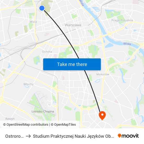 Ostroroga 01 to Studium Praktycznej Nauki Języków Obcych (SPNJO) SGGW map