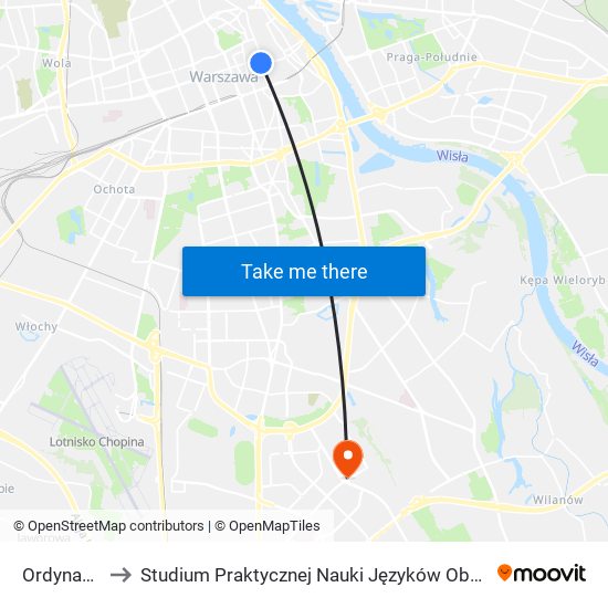 Ordynacka to Studium Praktycznej Nauki Języków Obcych (SPNJO) SGGW map