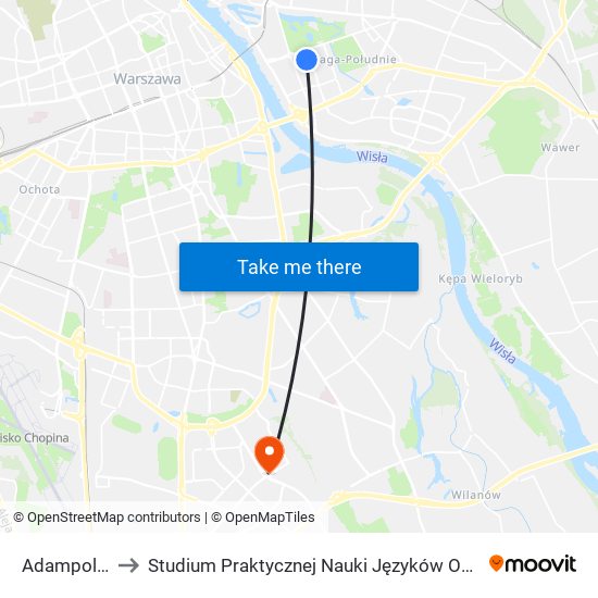 Adampolska to Studium Praktycznej Nauki Języków Obcych (SPNJO) SGGW map