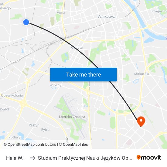 Hala Wola 02 to Studium Praktycznej Nauki Języków Obcych (SPNJO) SGGW map