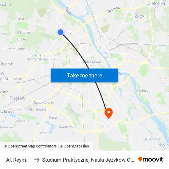 Al. Reymonta 05 to Studium Praktycznej Nauki Języków Obcych (SPNJO) SGGW map