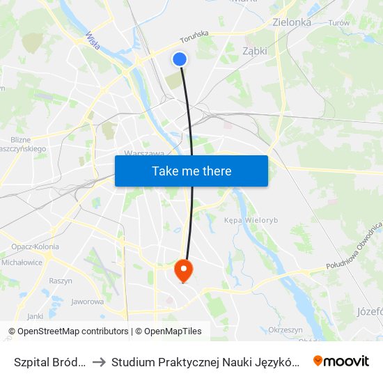 Szpital Bródnowski 03 to Studium Praktycznej Nauki Języków Obcych (SPNJO) SGGW map