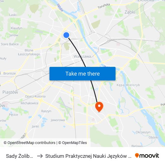 Sady Żoliborskie 02 to Studium Praktycznej Nauki Języków Obcych (SPNJO) SGGW map